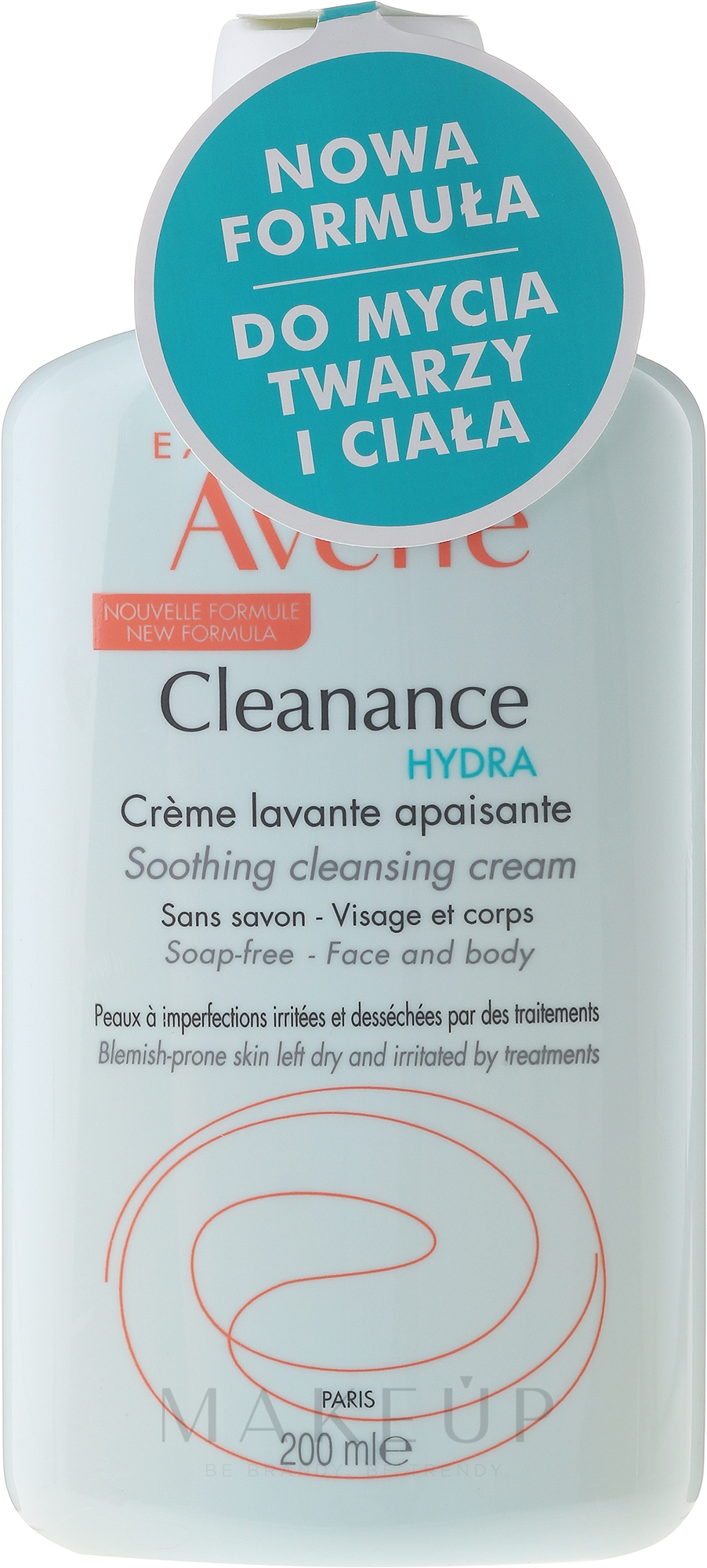 Beruhigende seifenfreie Reinigungscreme für Gesicht und Körper - Avene Cleanance Hydra Soothing Cleansing Cream — Bild 200 ml