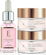 Gesichtspflegeset - Eclat Skin London EGF Cell Effect + Rose Blossom (Tagescreme 50ml + Nachtcreme 50ml + Gesichtöl 30ml) — Bild N1