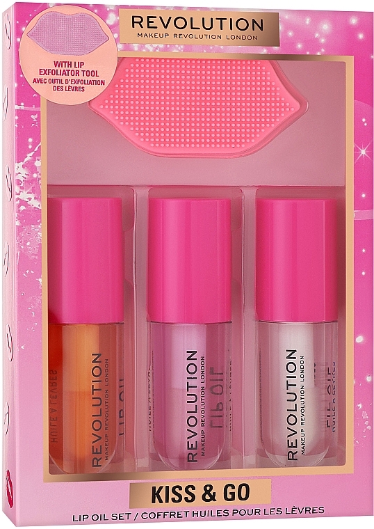 Makeup Revolution Kiss & Go Glaze Lip Care Gift Set (Lipgloss 3x4.5ml + Zubehör 1 St.) - Make-up Set — Bild N1