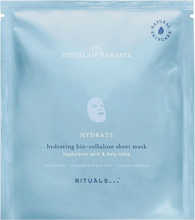 Feuchtigkeitsspendende Bio-Zellulose Tuchmaske für Gesicht mit Hyaluronsäure und heiligem Lotus - Rituals The Ritual of Namaste Hydrating Sheet Mask — Bild N1