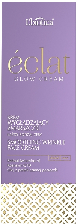 Glättende Anti-Falten Gesichtscreme mit Retinol, Coenzym Q10 und Samenöl der schwarzen Johannisbeere - L'biotica Eclat Clow Cream — Bild N1