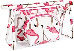 Düfte, Parfümerie und Kosmetik 3in1 Kosmetiktasche Flamingo weiß - Ecarla