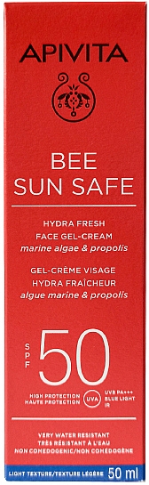 Sonnenschutzgel für das Gesicht mit Algen und Propolis - Apivita Bee Sun Safe Hydra Fresh Face Gel-Cream SPF50 — Bild N2