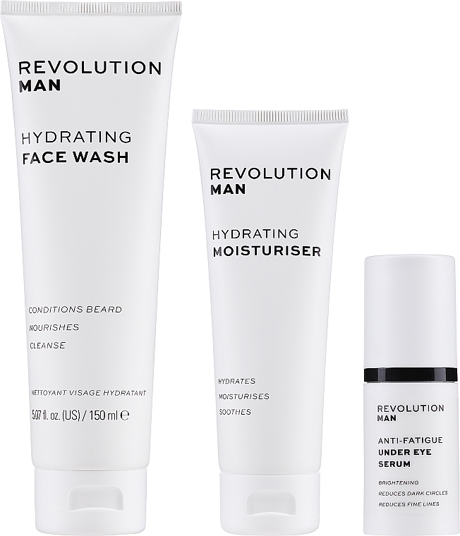Gesichtspflegeset - Revolution Skincare Man Hydrate & Wake Gift Set (Augenserum 15ml + Waschcreme 150ml + Gesichtscreme 75ml) — Bild N3