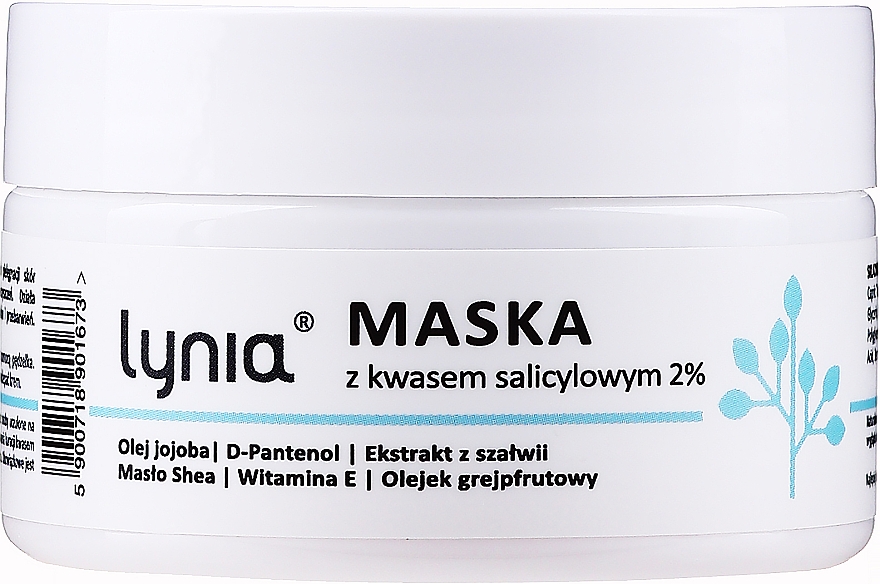 Entzündungshemmende Anti-Akne Gesichtsmaske mit 2% Salicylsäure, Jojobaöl und Sheabutter - Lynia — Bild N1