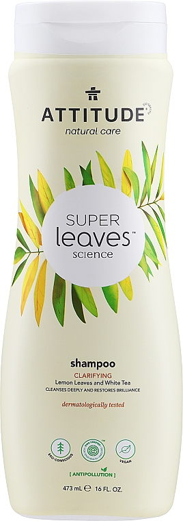 Klärendes Shampoo mit Zitronenblättern und weißem Tee - Attitude Super Leaves Shampoo Clarifying Lemon Leaves And White Tea — Bild N1