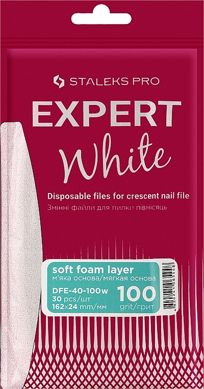 Ersatzfeilenblätter Halbmond weiß 100 Körnung 30 St. - Staleks Pro Expert 40 White (30 St.) — Bild N1