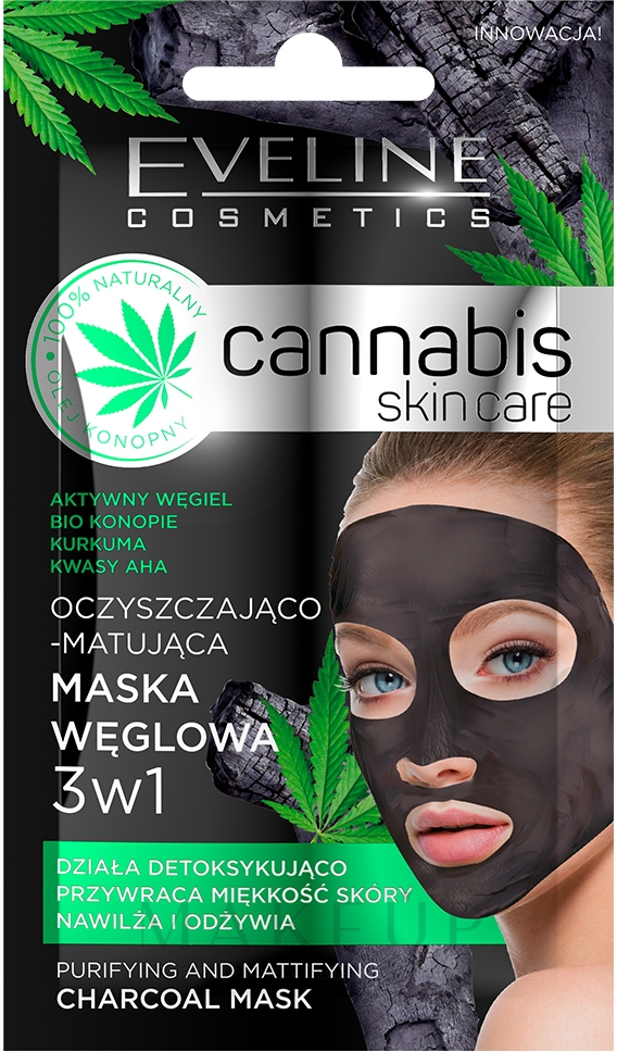 Detox-Gesichtsmaske mit Aktivkohle und Cannabis - Eveline Cosmetics Cannabis Mask — Foto 7 ml