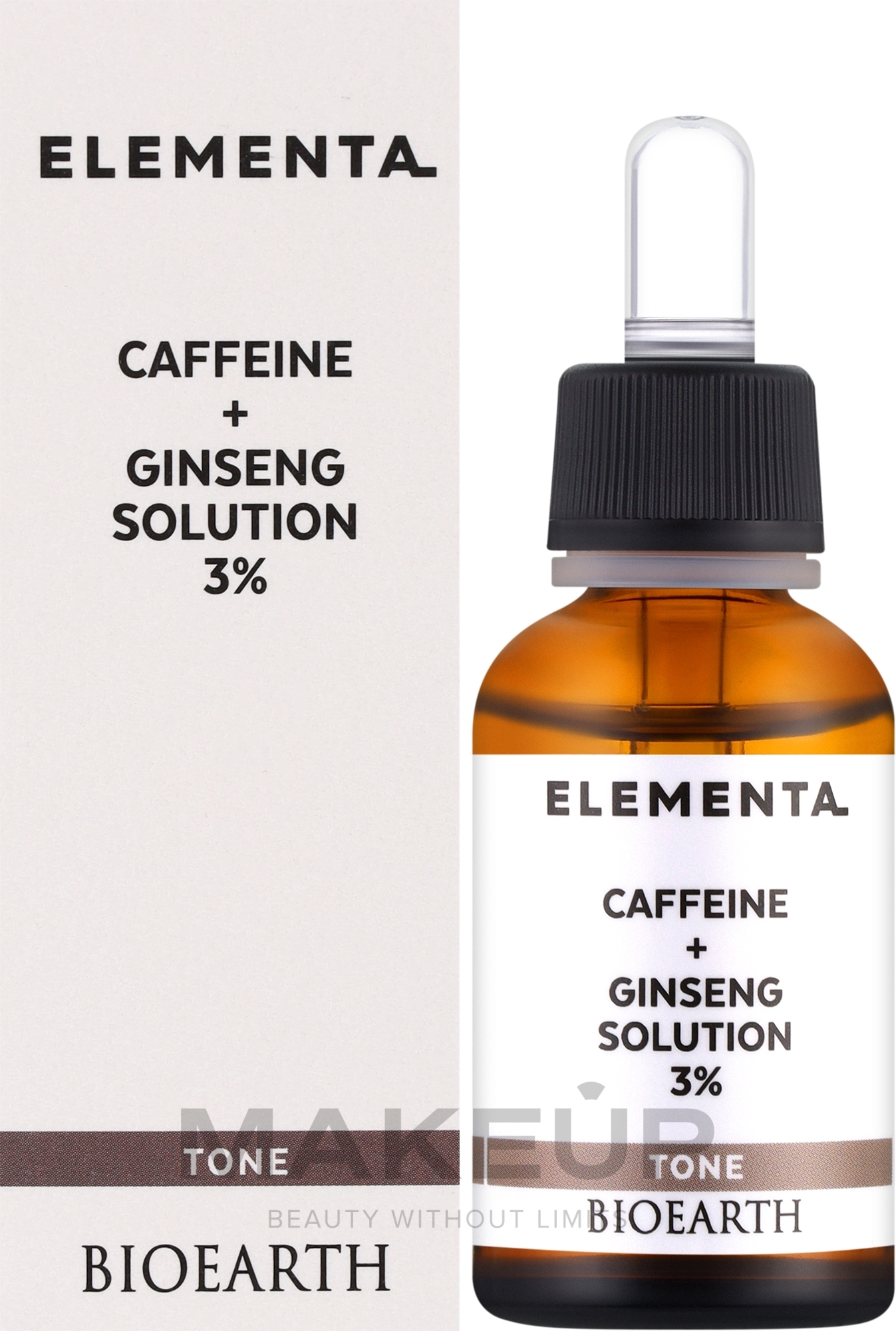 Gesichtsserum mit Koffeinund Ginseng 3% - Bioearth Elementa Tone Caffeine + Ginseng Solution 3% — Bild 30 ml