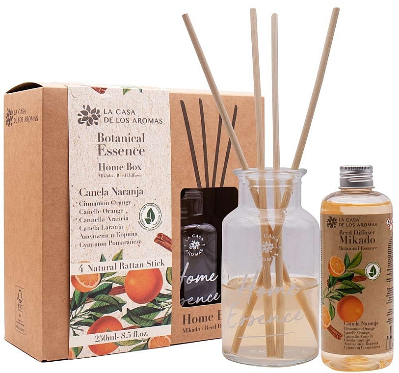 Set Zimt und Orange - La Casa De Los Aromas Reed Diffuser XL Botanical Home Box Cinnamon & Orange  — Bild N2