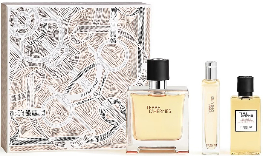 Hermes Terre d'Hermes Parfum - Set (Eau de Parfum/75 ml + Eau de Parfum/15 ml + Duschgel/40 ml) — Bild N1