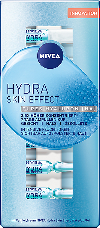 Feuchtigkeitsspendende hochkonzentrierte Ampullen für Gesicht, Hals und Dekolleté mit Hyaluronsäure - Nivea Hydra Skin Effect 7-Day Hydrating Treatment In Ampoules — Bild N1
