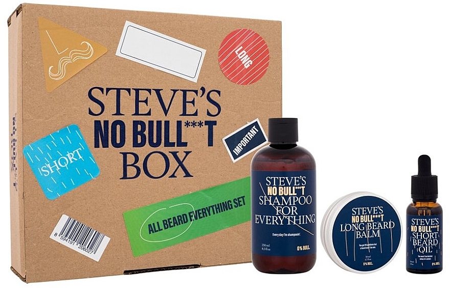 Set - Steve´s No Bull***t All Beard Everything Set (shampoo/250ml + beard/oil/30ml + beard/balm/50ml) — Bild N1