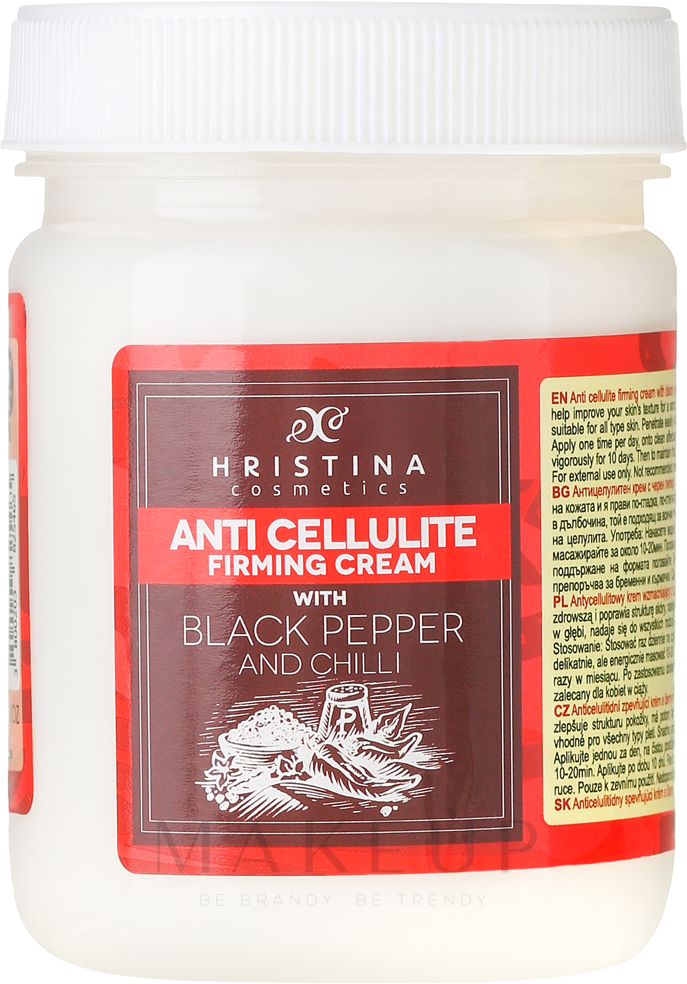 Anti-Cellulite Körpercreme mit schwarzem Pfeffer und Chili - Hristina Cosmetics Anti Cellulite Firming Cream — Bild 200 ml