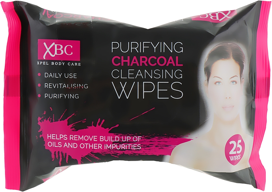 Feuchttücher zum Abschminken mit Aktivkohle - Xpel Marketing Ltd Body Care Purifying Charcoal Cleansing Facial Makeup Remover — Bild N1