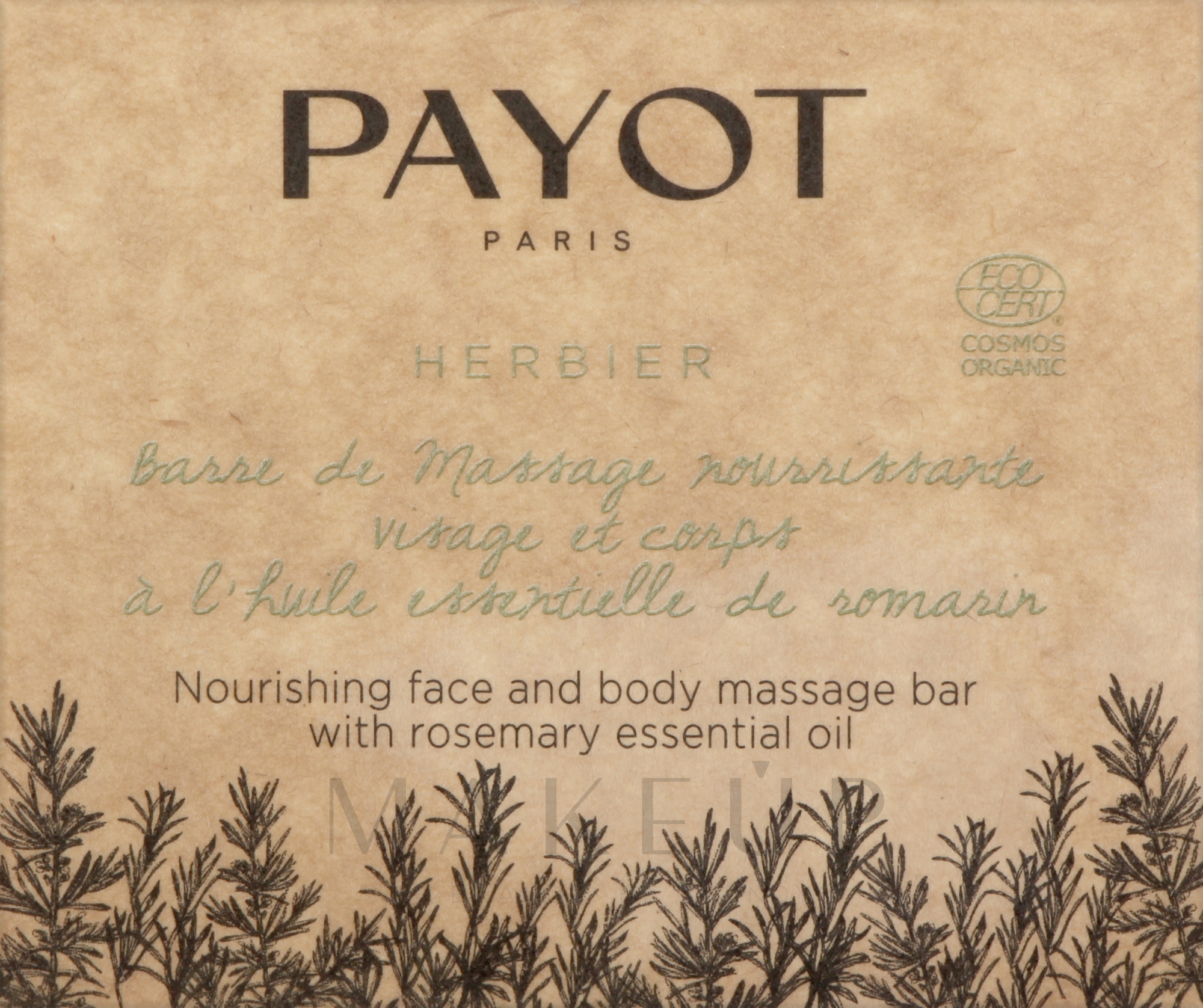 Festes Öl mit ätherischem Rosmarinöl - Payot Herbier Nourishing Massage Bar — Bild 50 g