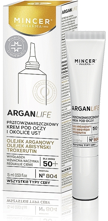 Anti-Falten Augen- und Lippencreme - Mincer Pharma ArganLife Anti-Wrinkle Eye & Lip Cream — Bild N1