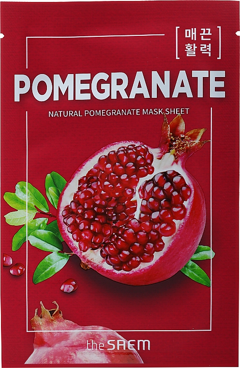 Straffende Tuchmaske mit Granatapfelextrakt - The Saem Natural Pomegranate Mask Sheet