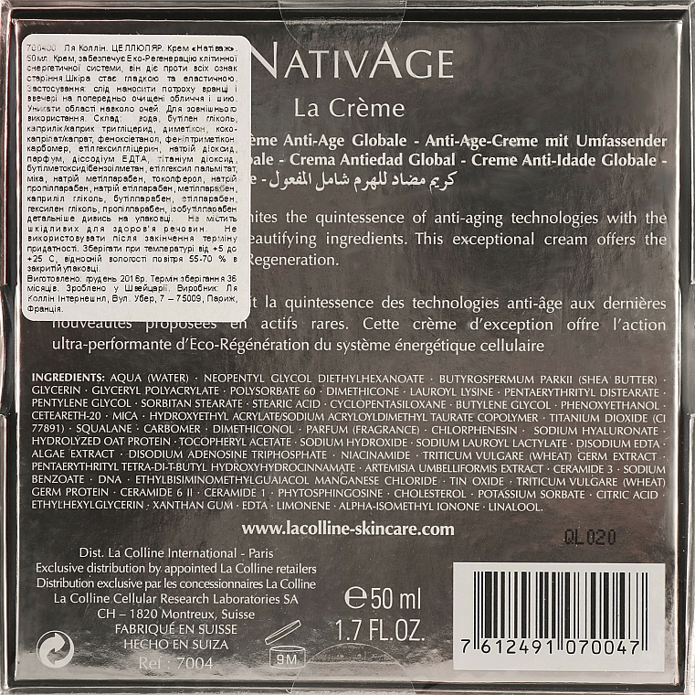 Umfassende Anti-Aging Gesichtscreme - La Colline NativAge Cream — Bild N2