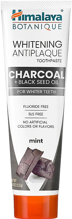 Aufhellende Zahnpasta mit Holzkohle und Schwarzkümmelöl - Himalaya Herbals Botanique Charcoal & Black Seed Oil Whitening Antiplaque Toothpaste — Bild N1