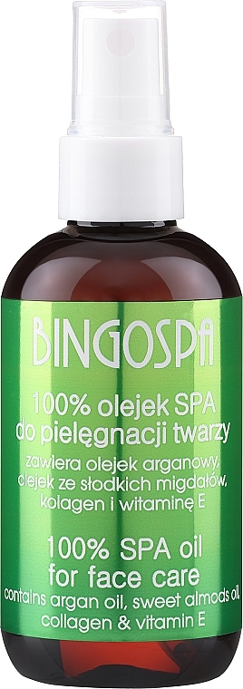 100% ätherisches Gesichtsöl mit Arganöl, Süßmandelöl, Kollagen und Vitamin E - BingoSpa 