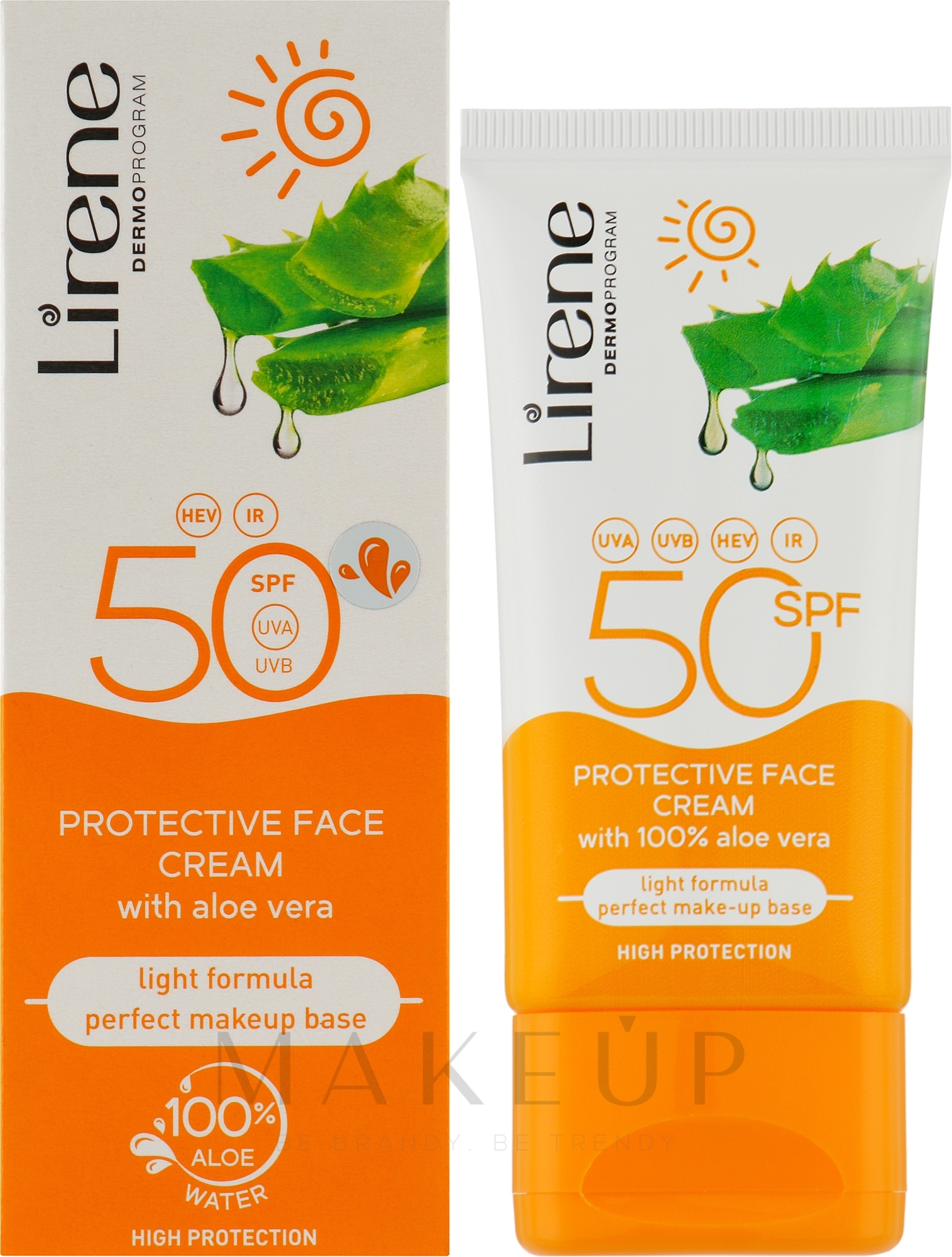 Sonnenschutzcreme für das Gesicht mit Aloe Vera - Lirene Sun Care Emulsion SPF 50 — Bild 50 ml