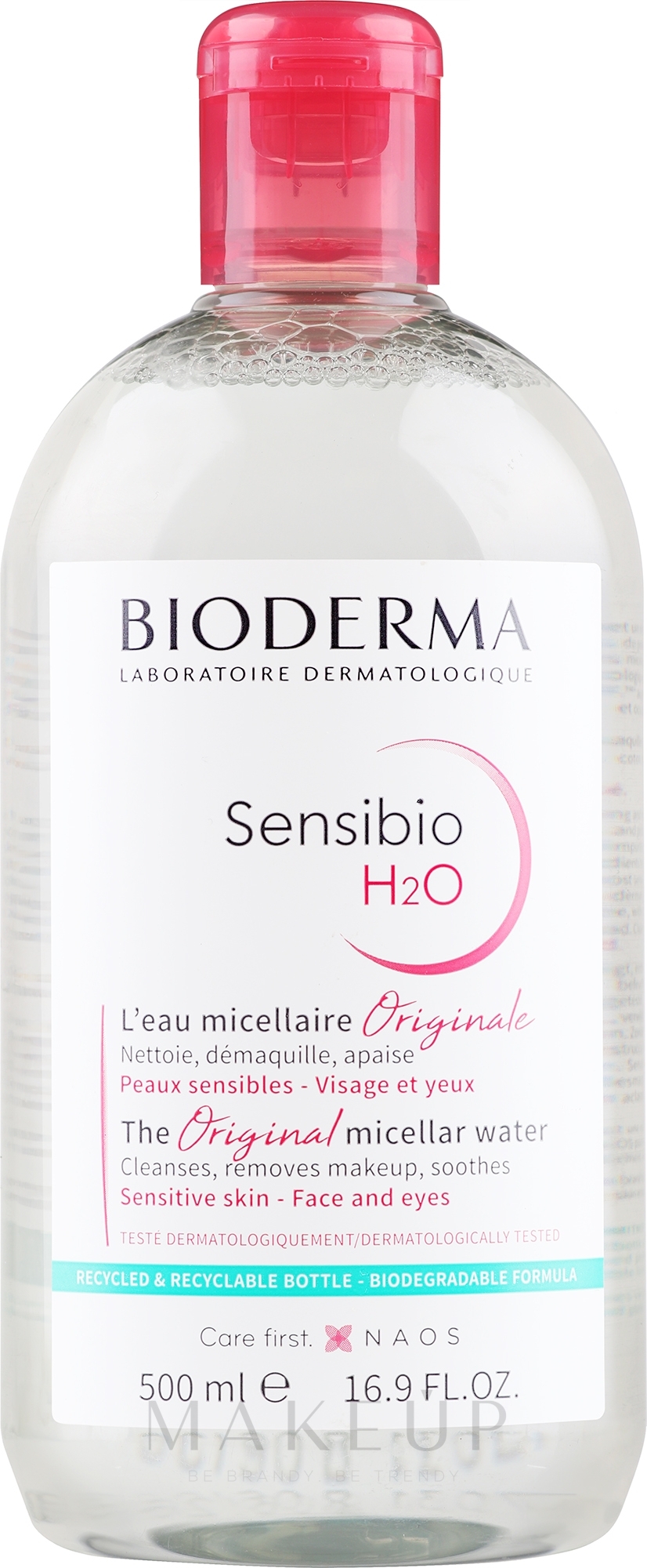 Mildes beruhigendes Mizellen-Reinigungswasser zum Abschminken für empfindliche und allergische Haut - Bioderma Sensibio H2O Micellaire Solution — Bild 500 ml