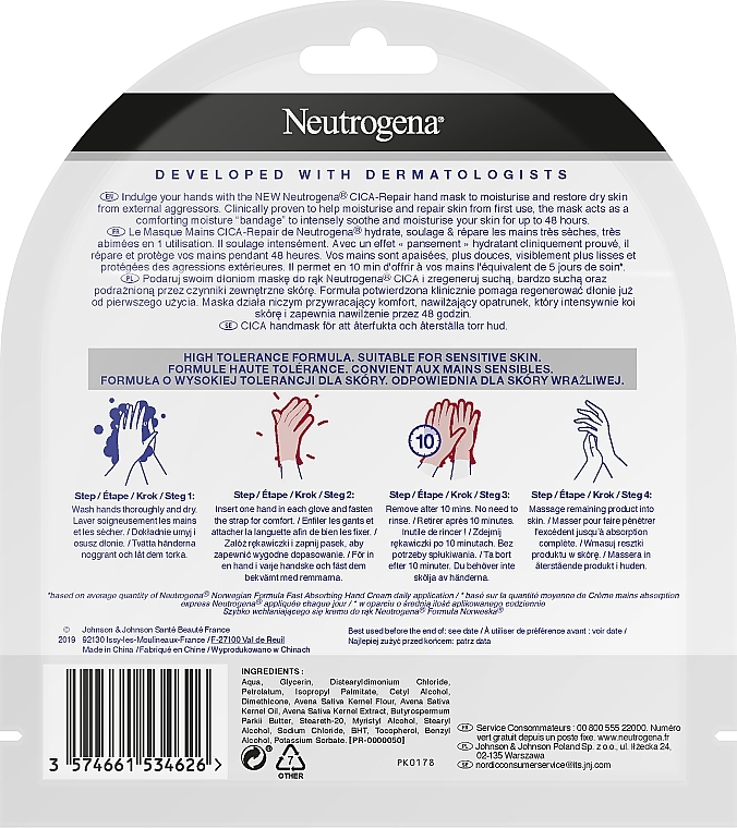 Feuchtigkeitsspendende und regenerierende Handmaske - Neutrogena Cica-Repair — Bild N2