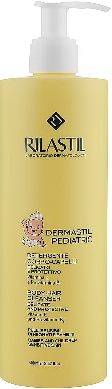 Baby-Reinigungsgel für Haare und Körper mit Vitamin E und Provitamin B5 - Rilastil Dermastil Pediatric Body-Hair Cleanser — Bild N3