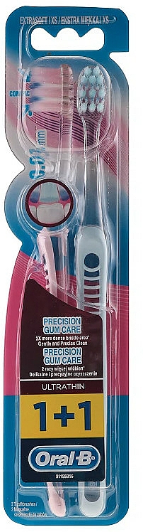 Zahnbürsten-Set Extra Soft blau, rosa 2 St. - Oral-B Ultrathin Precision Gum Care Extra Soft