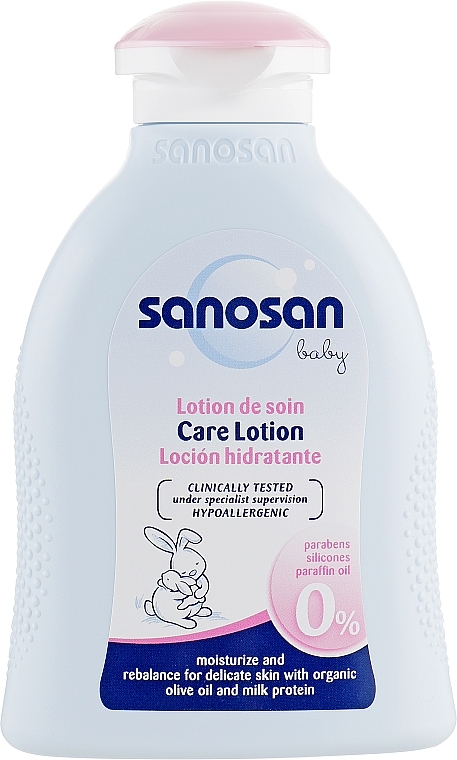 Feuchtigkeitsspendende Lotion für Babys mit Olivenöl und Milcheiweiß - Sanosan Baby Care Lotion — Bild N1
