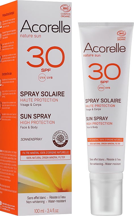 Bio-Sonneschutzspray für Gesicht und Körper SPF 30 - Acorelle Sun Spray High Protection Face & Body — Bild N1