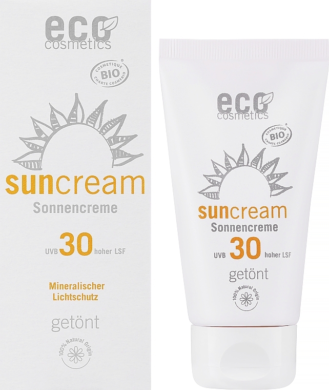 Getönte Sonnenschutzcreme für empfindliche Haut mit Sanddorn- und Olivenöl SPF 30 - Eco Cosmetics Sonne SLF 30 Getoent — Bild N2