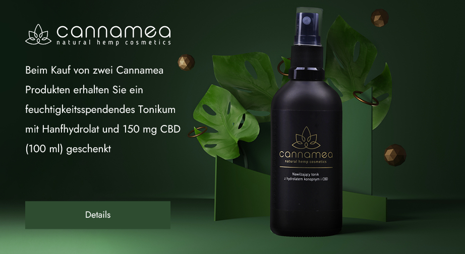 Beim Kauf von zwei Cannamea Produkten erhalten Sie ein feuchtigkeitsspendendes Tonikum mit Hanfhydrolat und 150 mg CBD (100 ml) geschenkt
