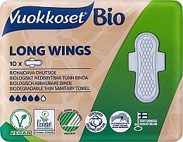 Düfte, Parfümerie und Kosmetik Damenbinden mit Flügeln 10 St. - Vuokkoset BIO Long Wings