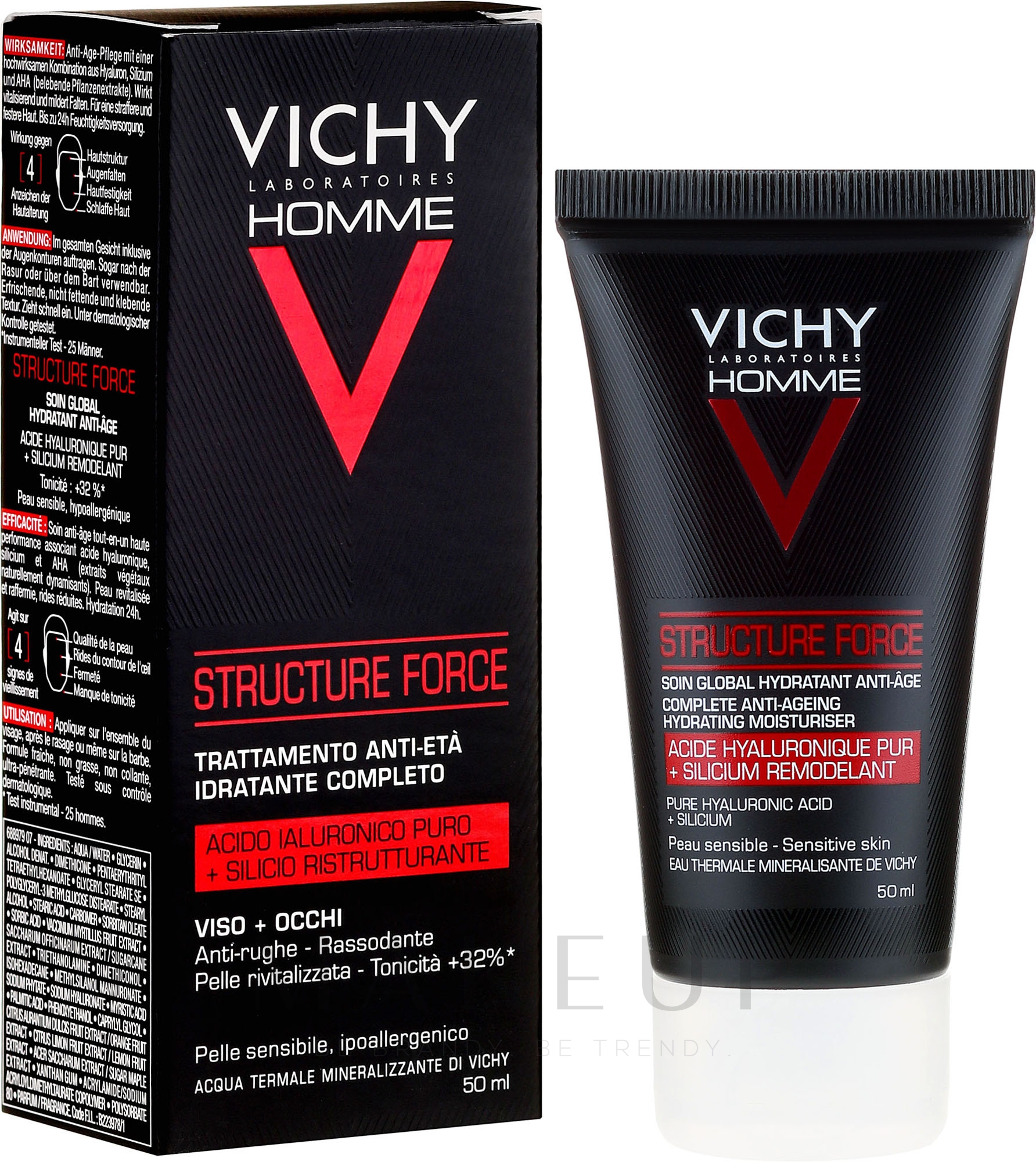 Feuchtigkeitsspendende Make-up Base - Vichy Homme Structure Force Complete Anti-ageing Hydrating Moisturiser — Bild 50 ml