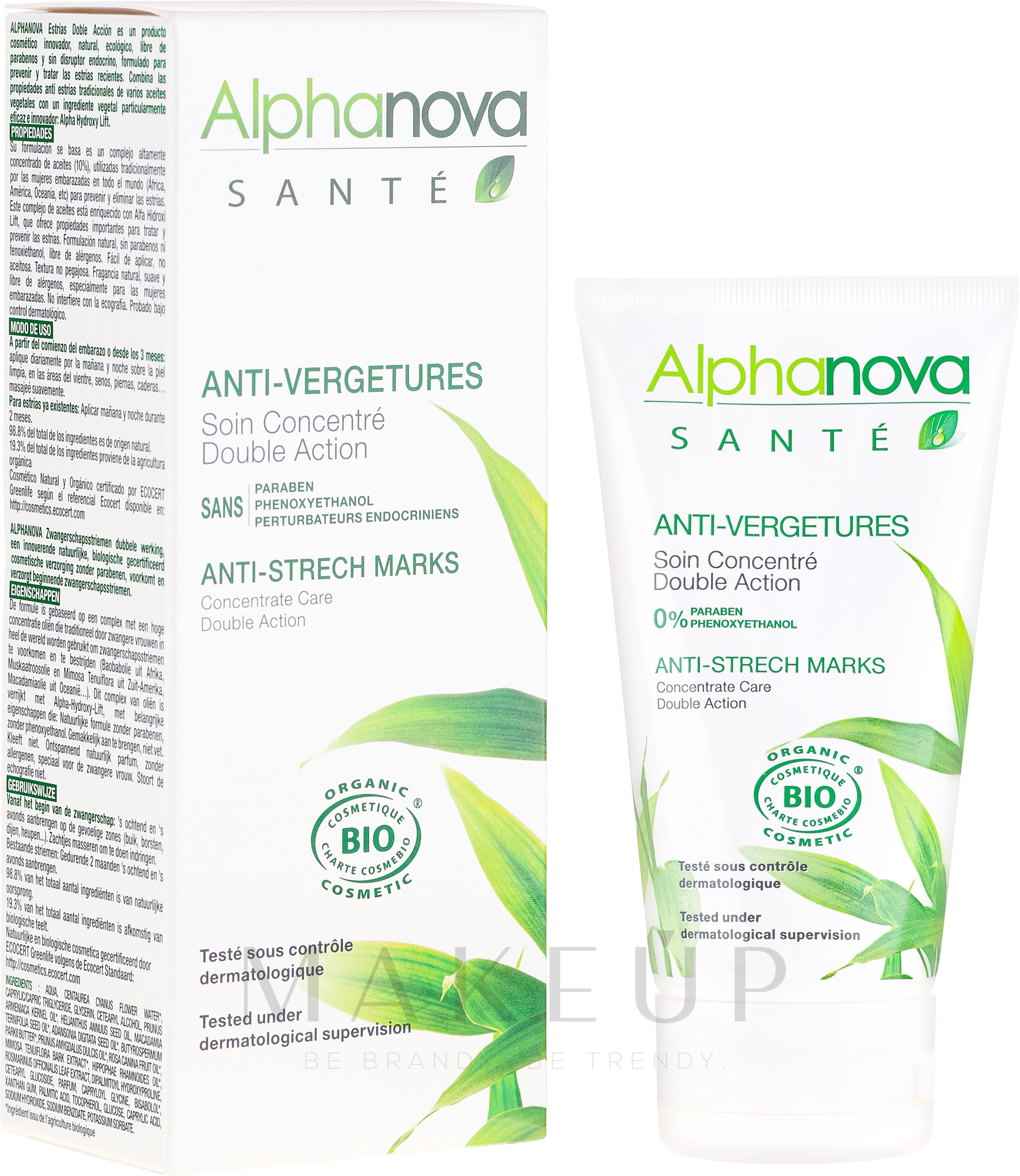 Bio Körpercreme gegen Dehnungsstreifen - Alphanova Sante Anti-Stretch Mark — Bild 150 ml