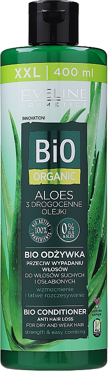 Regenerierender Conditioner gegen Haarausfall mit Mandel-, Argan- und Kokosnussöl - Eveline Cosmetics Bio Organic Aloe Anti Hair Loss Conditioner — Bild N1