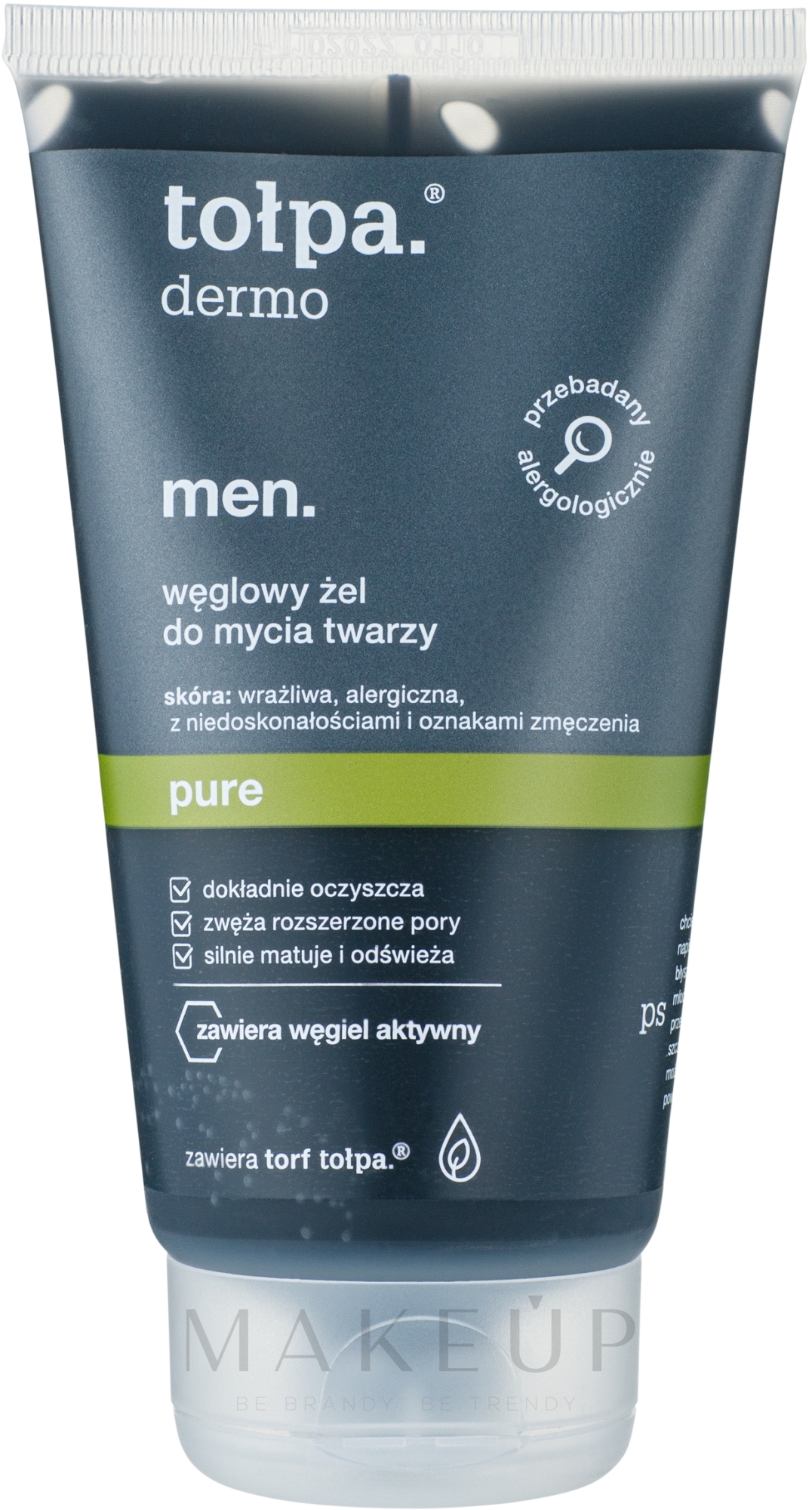 Mattierednes Gesichtswaschgel mit Aktivkohle für Männer - Tołpa Dermo Men Pure Charcoal Face Wash Gel — Bild 150 ml