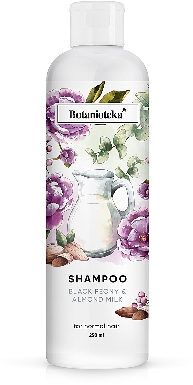 Shampoo für normales Haar mit schwarzer Pfingstrose und Mandelmilch - Botanioteka Shampoo For Normal Hair — Bild N1