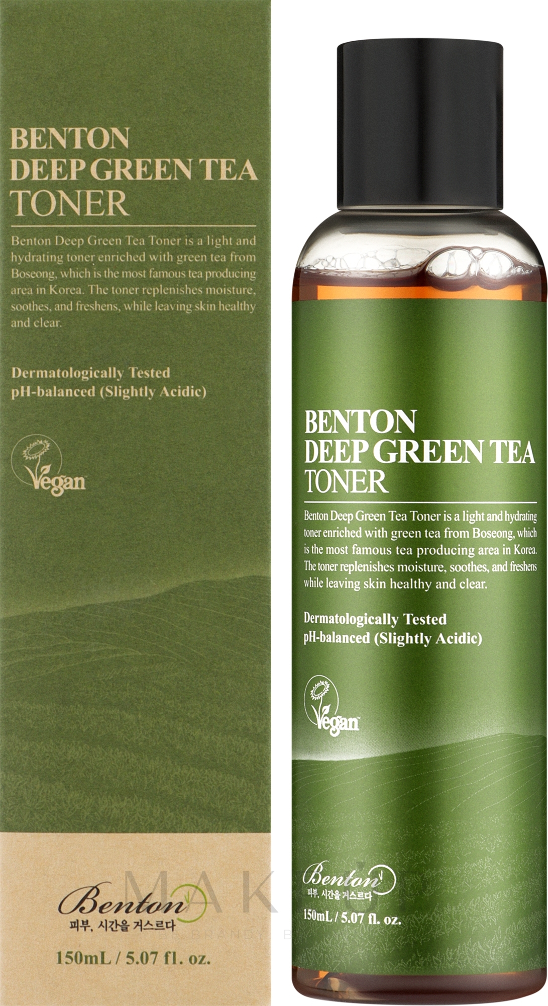 Feuchtigkeitsspendendes beruhigendes und erfrischendes Gesichtstonikum mit grünem Tee - Benton Deep Green Tea Toner — Bild 150 ml