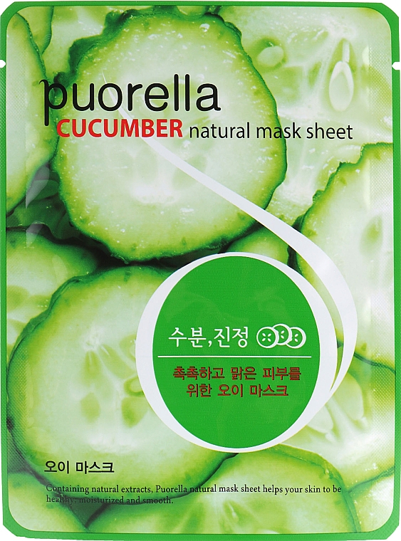 Tuchmaske für das Gesicht mit Gurke - Puorella Cucumber Natural Mask Sheet — Bild N1
