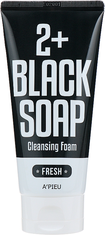 Feuchtigkeitsspendender und beruhigender Gesichtsreinigungsschaum mit marokkanischem Ton - A'pieu 2+Black Soap Cleansing Foam Fresh