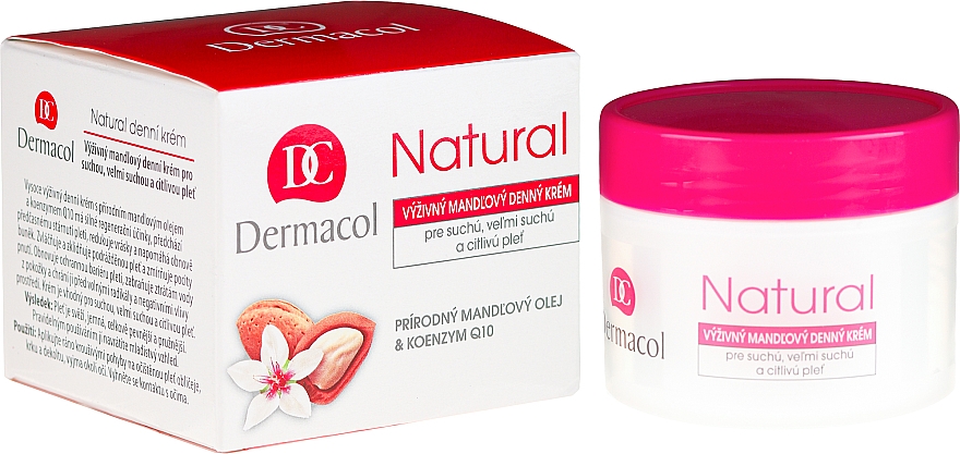 Intensiv nährende und pflegende Anti-Aging-Tagescreme mit Mandelöl und Coenzym Q10 für trockene und empfindliche Haut - Dermacol Natural Almond Day Cream
