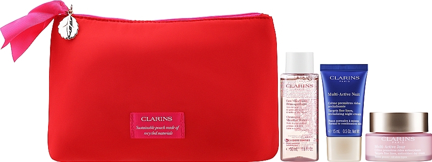 Gesichtspflegeset - Clarins VP Multi-Active (Gesichtscreme 50ml + Gesichtscreme 15ml + Mizellenwasser 50ml + Kosmetiktasche) — Bild N2