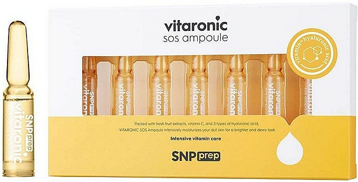 Aufhellende und feuchtigkeitsspendende Gesichtsampullen mit Vitamin C und Hyaluronsäure - SNP Prep Vitaronic SOS Ampoule — Bild N1
