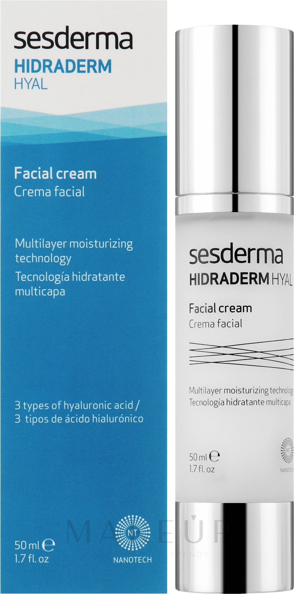 Intensive feuchtigkeitsspendende Gesichtscreme - SesDerma Laboratories Hidraderm Hyal Facial Cream — Bild 50 ml
