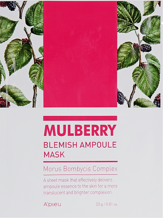 Ampulle-Maske für das Gesicht mit Maulbeeren-Komplex - A'pieu Mulberry Blemish Ampoule Mask — Bild N1