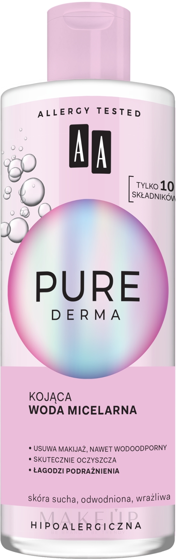 Feuchtigkeitsspendendes und beruhigendes Mizellenwasser - AA Pure Derma Micellar Water For Make-up Removal — Bild 400 ml