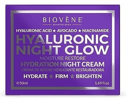 Feuchtigkeitsspendende Gesichtscreme für die Nacht - Biovene Hyaluronic Night Glow Moisture Restore Hydration Night Cream — Bild N2